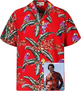 King Kameha Original Paradise Found Hawaiihemd Herren Kurzarm Fronttasche Hawaii-Print Magnum Tom Selleck