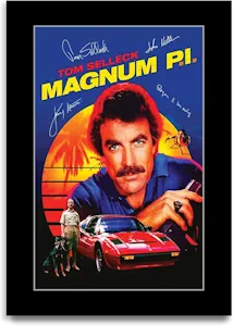 HWC Trading Magnum P.I. Geschenke Gedrucktes Signiertes Autogramm Poster für Fans von Fernsehn Memorabilien (ID-003429) - A4 Nur Druck 